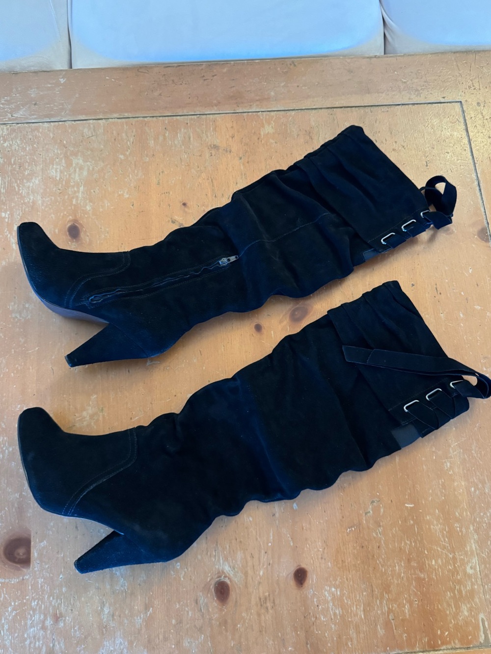 naughty monkey Black Over-the-Knee Suede Pointed Toe Stiletto Boots